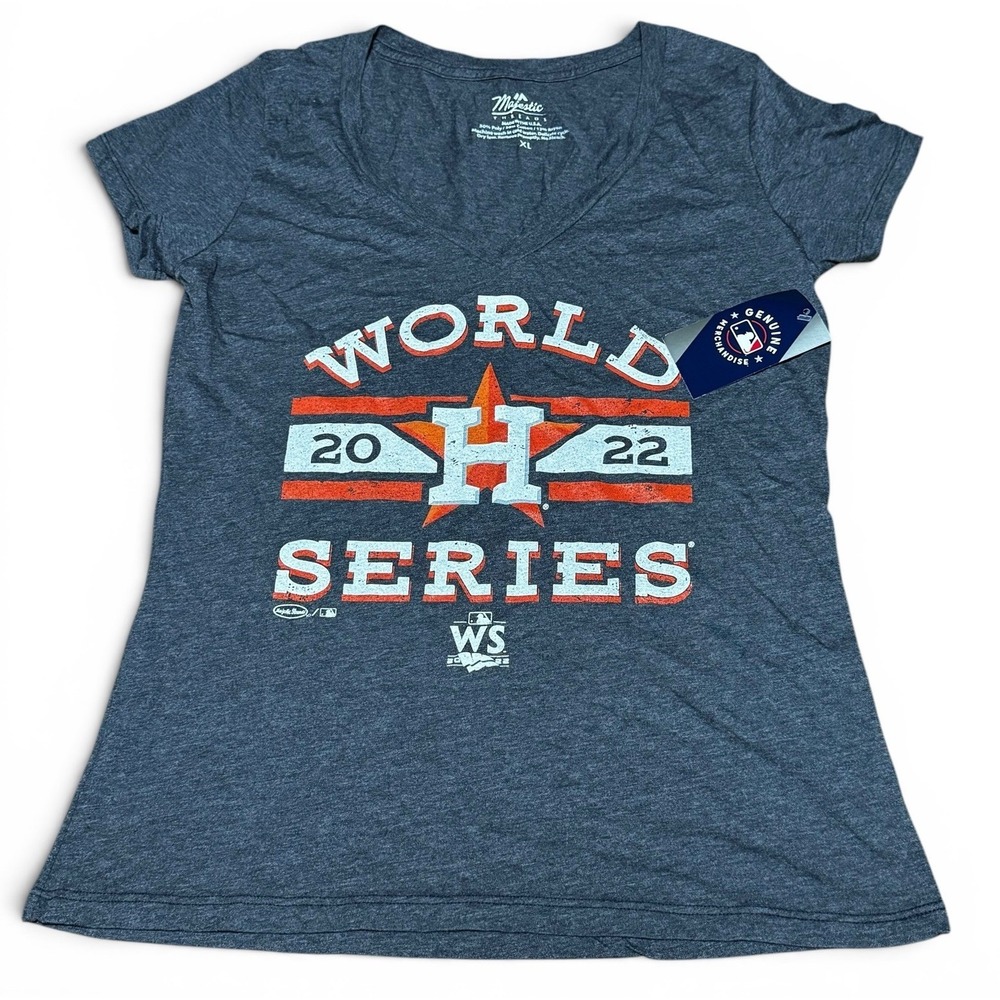 NWT Houston Astros 2022 World Series Women's XL V-Neck T-Shirt Majestic